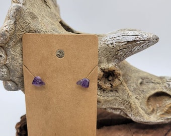 1 pair of Raw Gemstone Chip earring studs. Natural stones crystals earrings. Stainless Steal or plastic studs