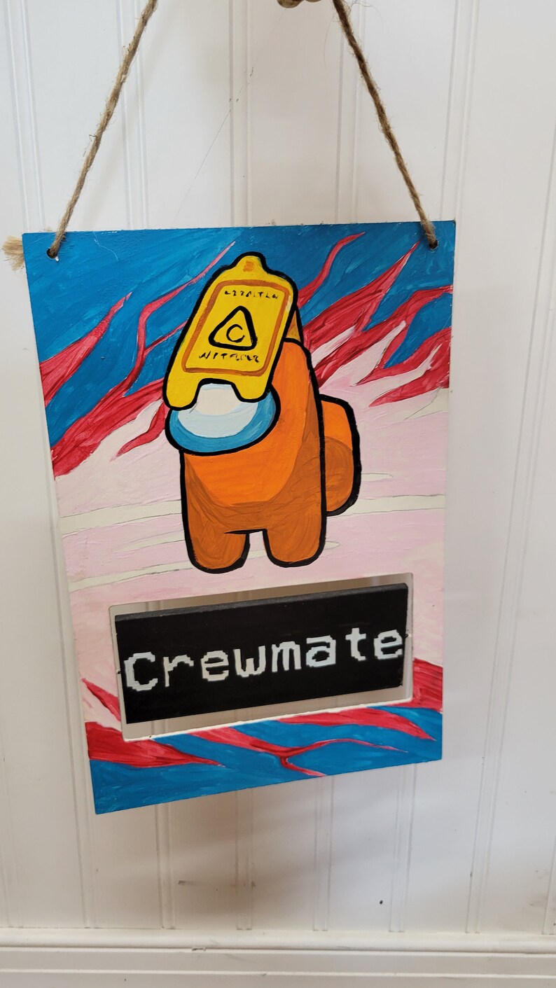 Crewmate Sign Among US Hand Painted Wooden Sign That Spins - Etsy
