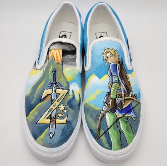 Vans Custom Hand Painted Zelda and Link Shoes. Breath of the - Etsy Israel