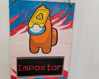 Among US hand painted wooden sign that spins