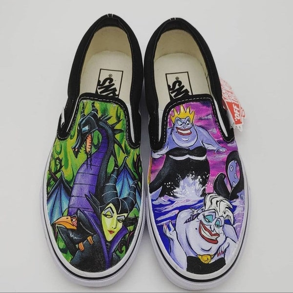 Custom Hand Painted Maleficent and Ursula shoes
