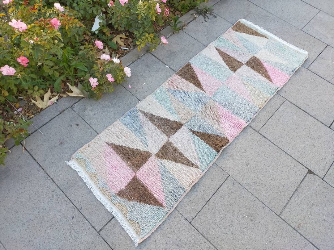 Handmade Vintage Pink Shaggy Rug Runner Shaggy Rug Runner Etsy