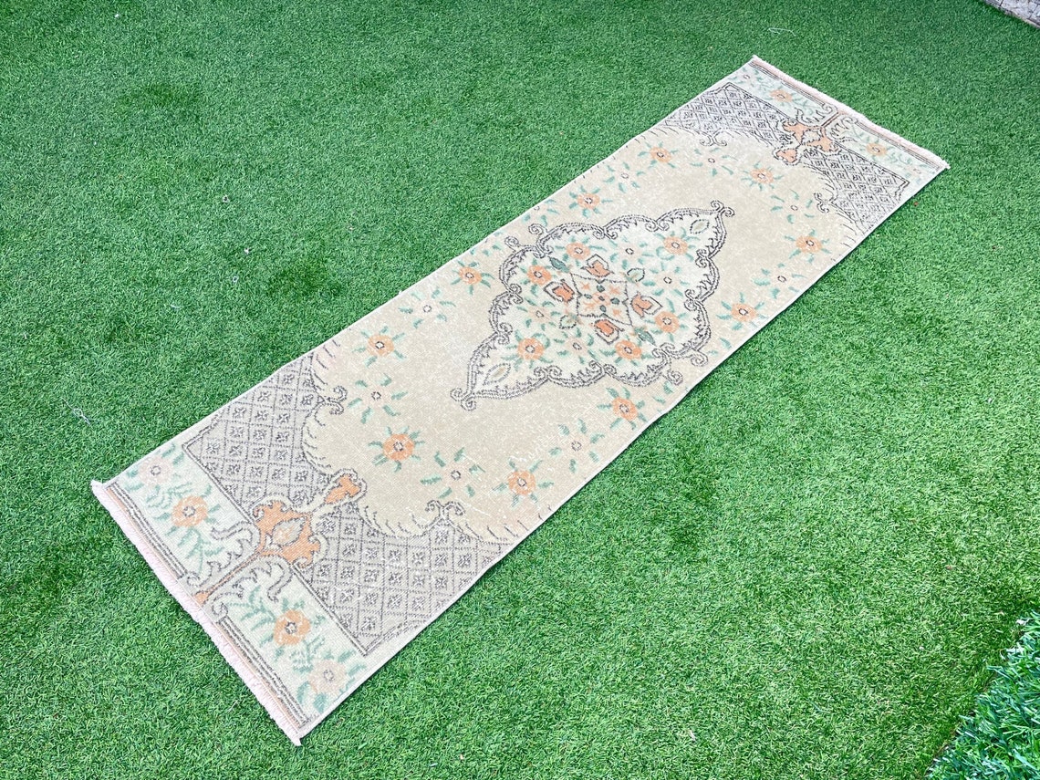 Handmade Vintage Rug Runner Turkish Small Runner Rug Oushak Etsy