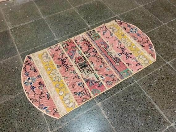 Handmade Vintage Turkish Patchwork Rug Runner, 1'7x3'3