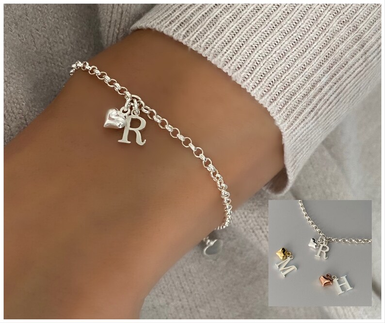 Initial Bracelet Personalised Jewellery Letter Charm Etsy UK