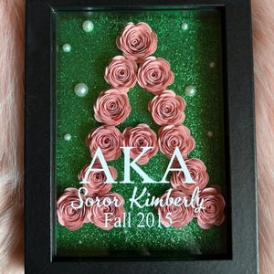 AKA | inspired | personalized | shadow box | sorority gift | Greek paraphernalia | probate gifts | Alpha woman | Pink and Green| 5x7