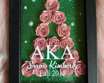 Personalized 5"x7" Pink A Sorority Shadow Box | Black | Alpha Kappa gifts