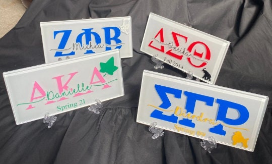 Personalized Glass Name Plaque | Sorority | Line gift | Crossing gift | Memento | Anniversary gift | Founders Day | Probate