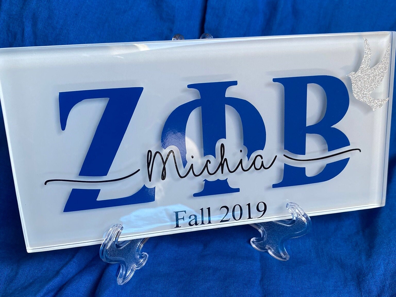 Personalized Glass Name Plaque | Sorority | Line gift | Crossing gift | Memento | Anniversary gift | Founders Day | Probate