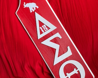 Personalized Delta Sorority Greek Paddle:  Greek Wooden Paraphernalia Red & White