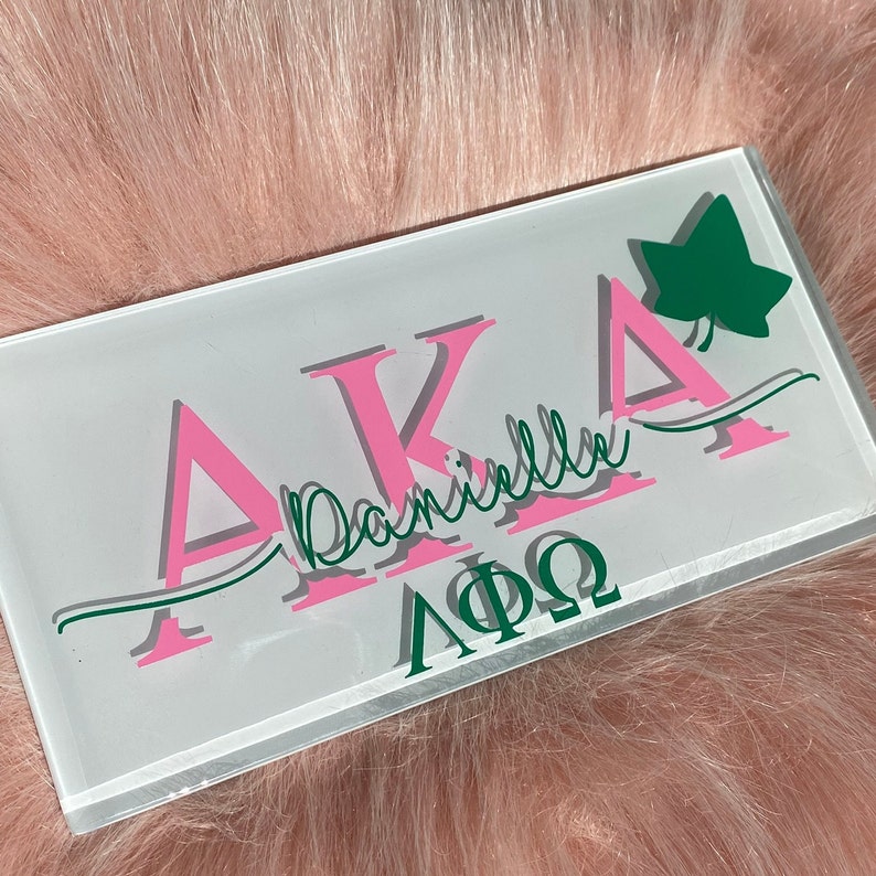 Personalized Glass Name Plaque AKA Sorority Fraternity Etsy