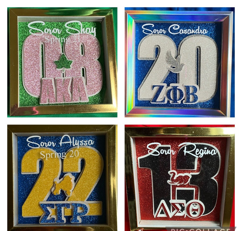 Personalized Sorority Shadow Box Line Gift Founders Etsy