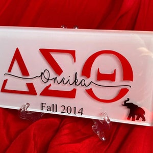 Personalized Glass Name Plaque | Delta | Sigma | Theta | Line gift | Crossing gift | Memento | Anniversary | Founders Day | Probate