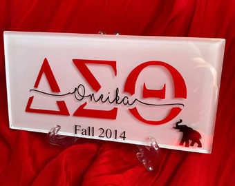 Personalized Glass Name Plaque | Delta | Sigma | Theta | Line gift | Crossing gift | Memento | Anniversary | Founders Day | Probate