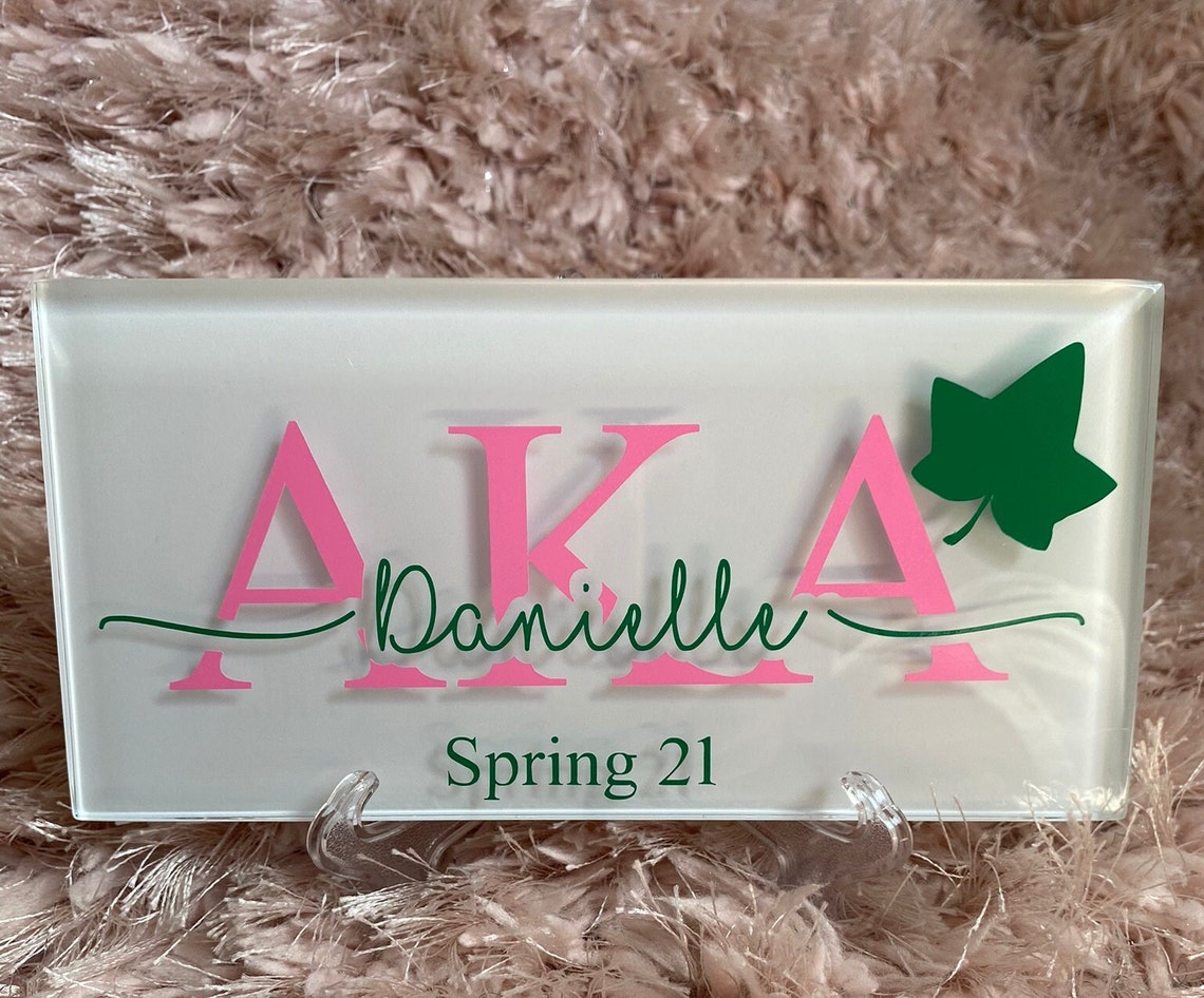Personalized Glass Name Plaque AKA Sorority Fraternity Etsy