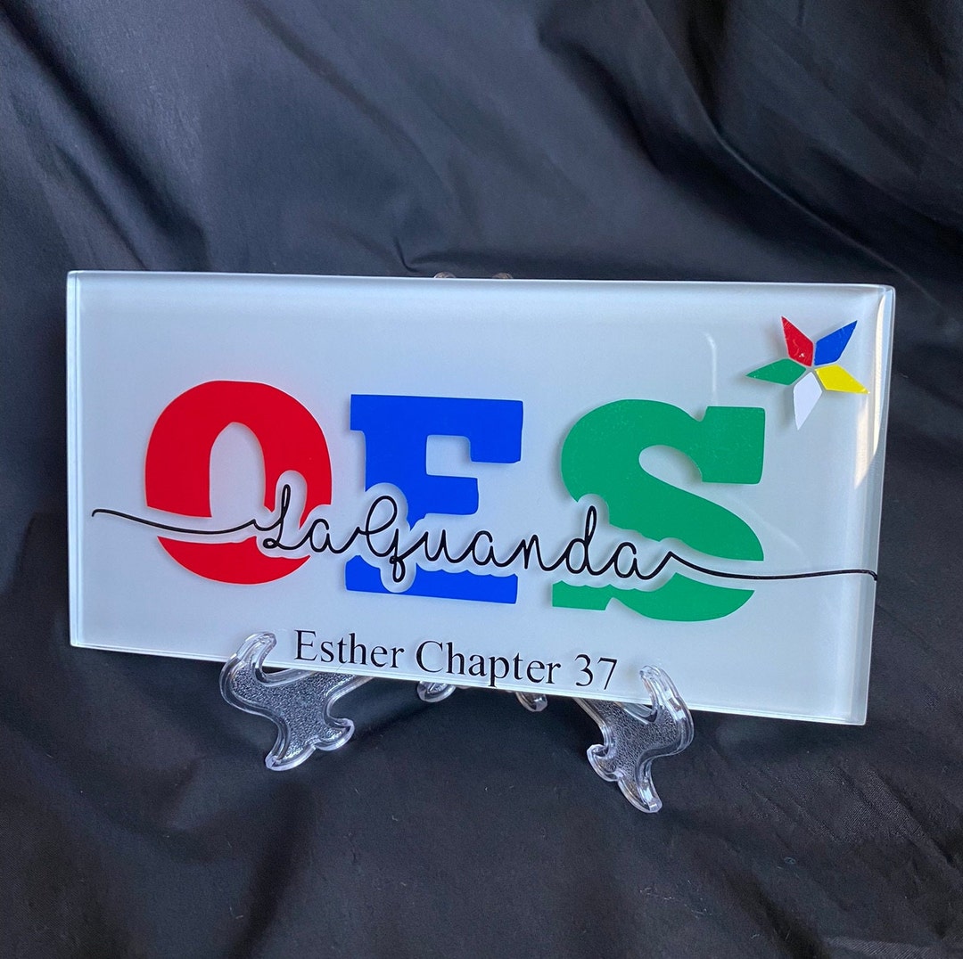 OES Personalized Glass Name Plaque 8x4 General Order of the Eastern Star Masonic Family Sisstar
