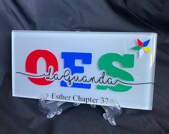 Personalized OES Glass Name Plaque 4"x8" - Organization Gift