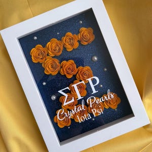 Personalized 5"x7" Sigma Shadow Box: Blue w Yellow Flowers Greek Sorority Gift