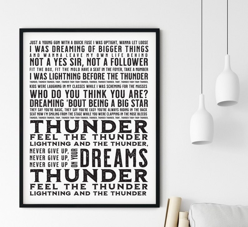 Imagine Dragons Thunder Song Lyrics Print | Etsy