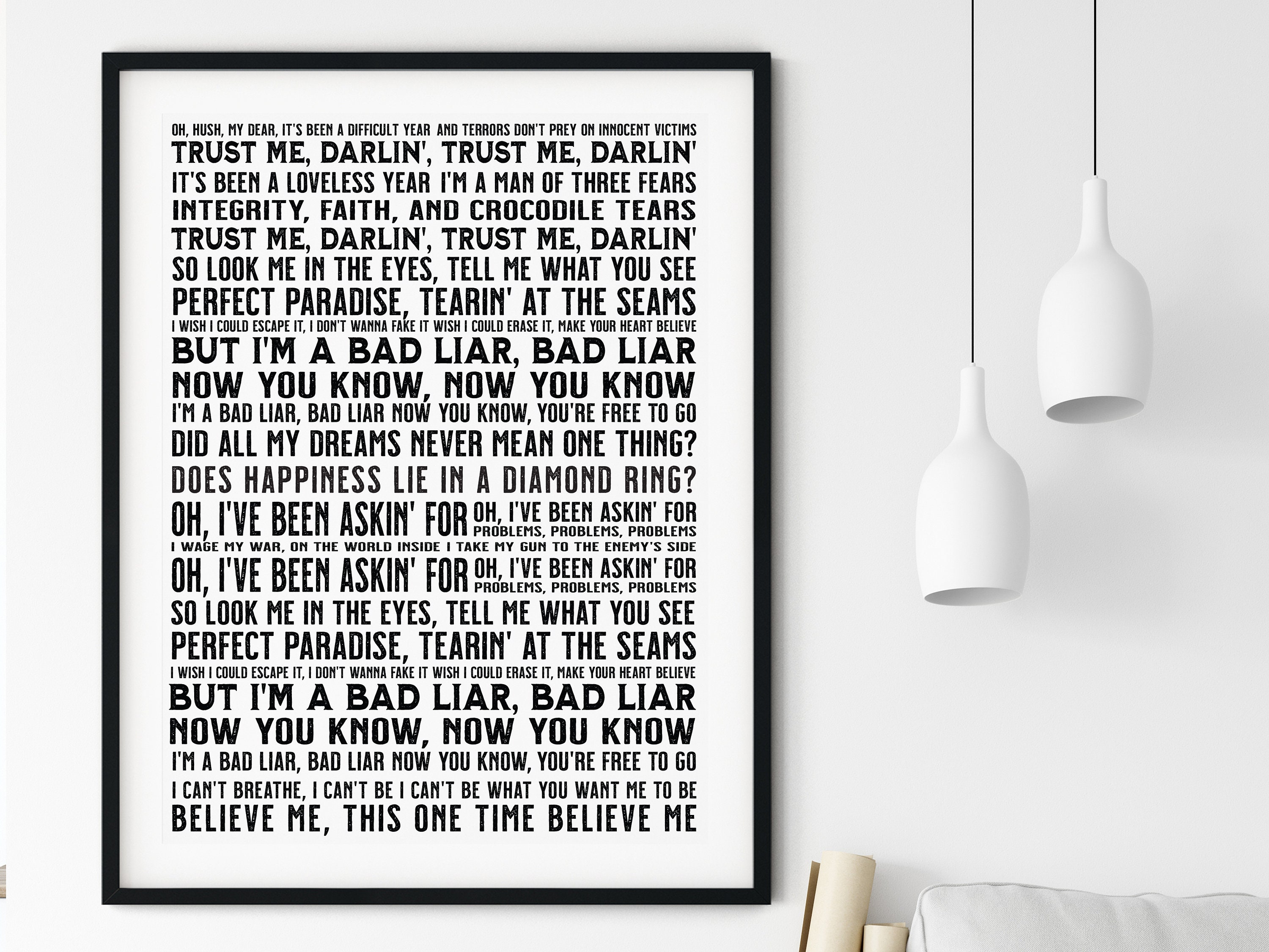 Imagine Dragons Bad Liar Song Lyrics Print Etsy