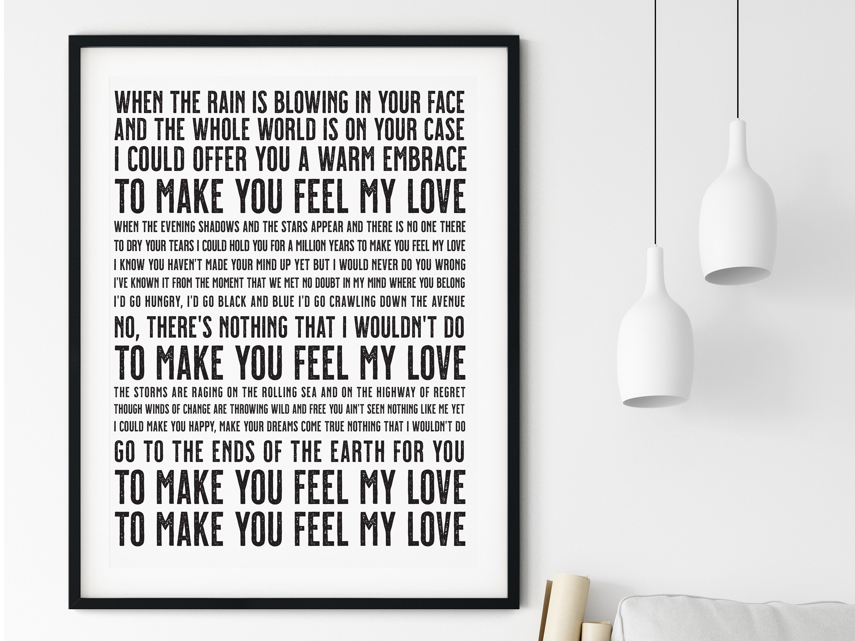 Make You Feel My Love Adele Music Poster Song Lyrics Wall Etsy