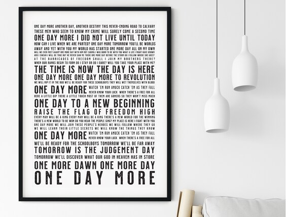 Un Dia Mas Letras De Canciones De Les Miserables Arte De Etsy