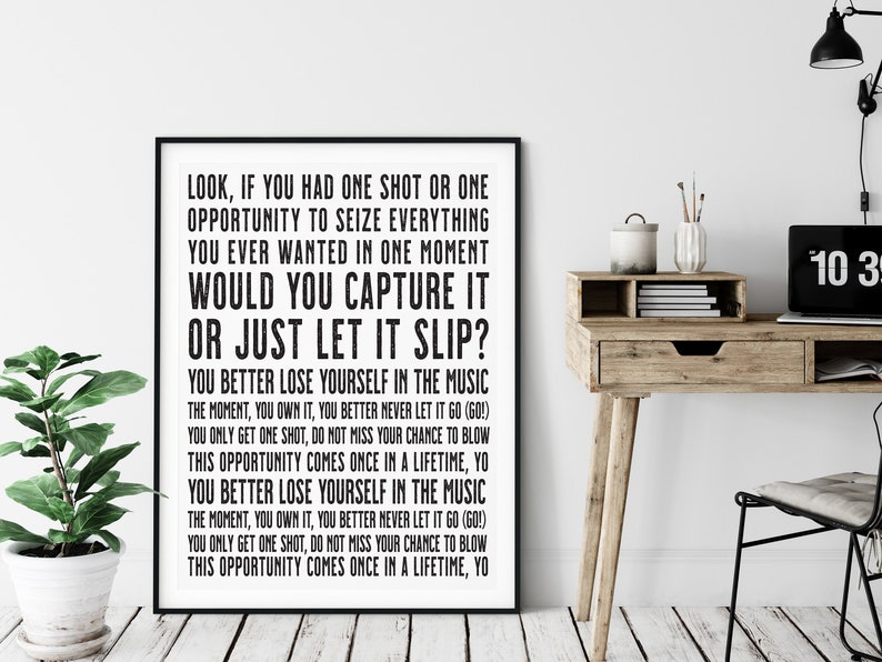 Eminem Lose Yourself Song Lyrics Poster Song Lyric Print | Etsy