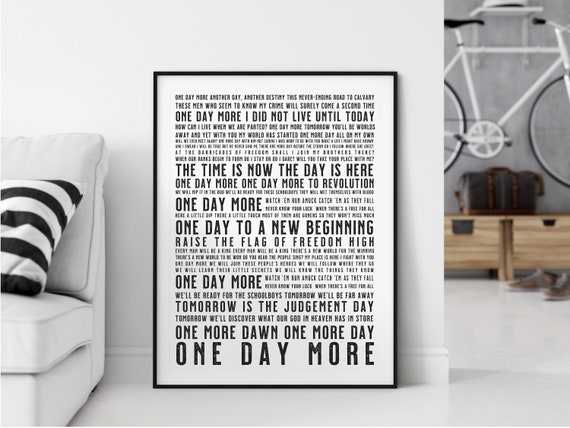 One Day More Song Lyrics From Les Miserables Printable Wall Etsy Canada