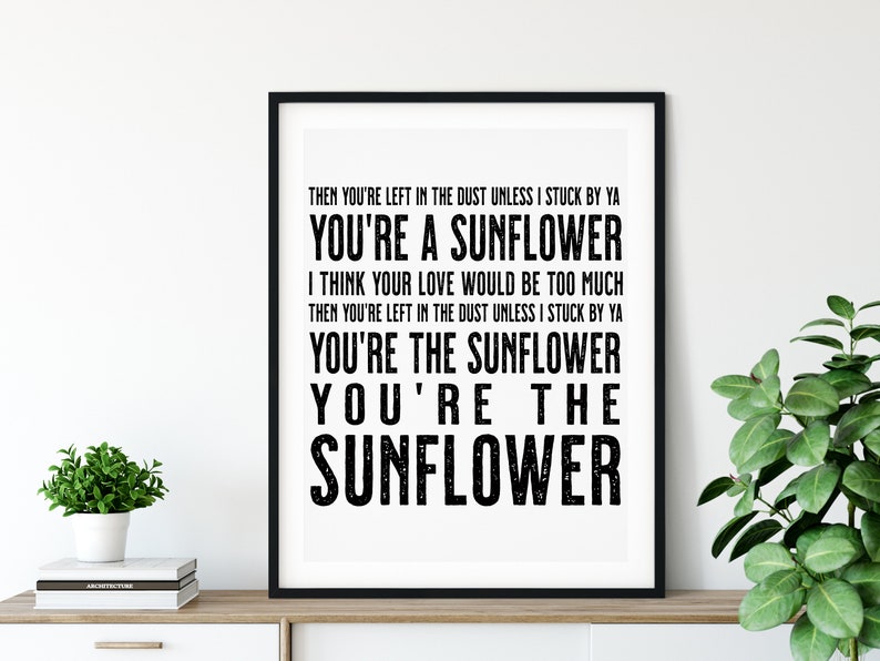 Post Malone Sunflower Song Lyrics Poster Song Lyric Print Etsy