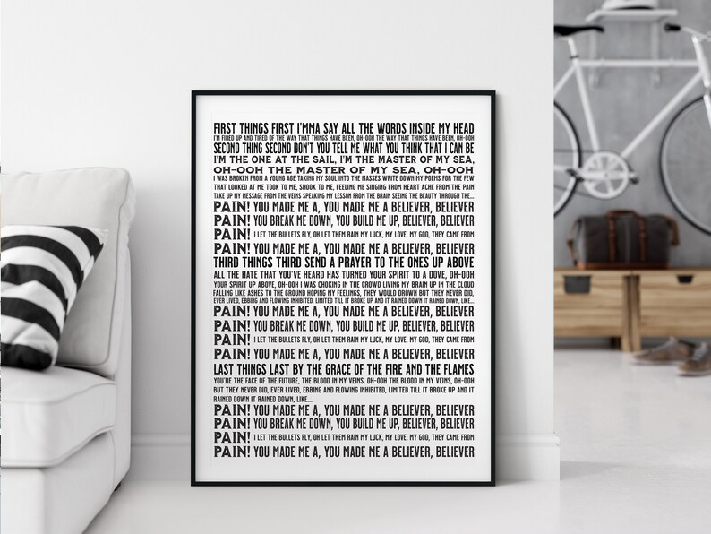 Imagine Dragons Poster / Believer Full Song Lyrics Digital | Etsy