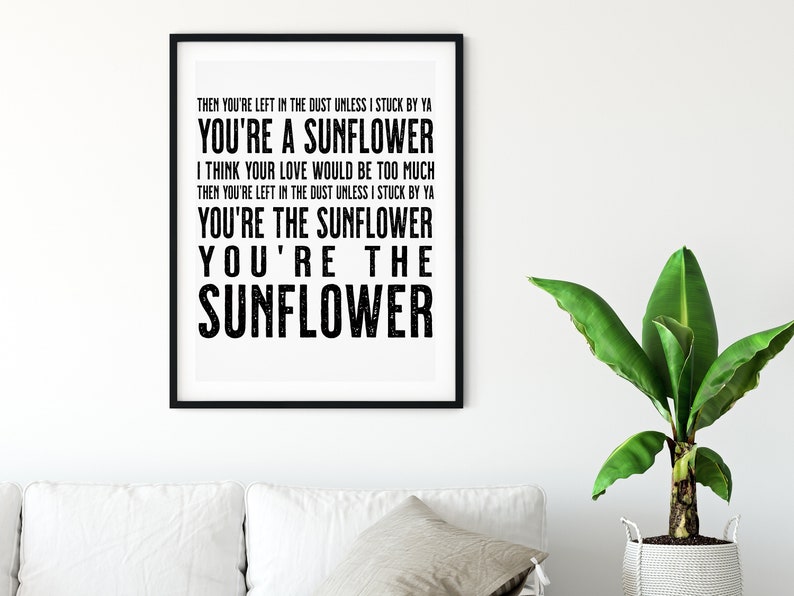 Post Malone Sunflower Song Lyrics Poster Song Lyric Print Etsy