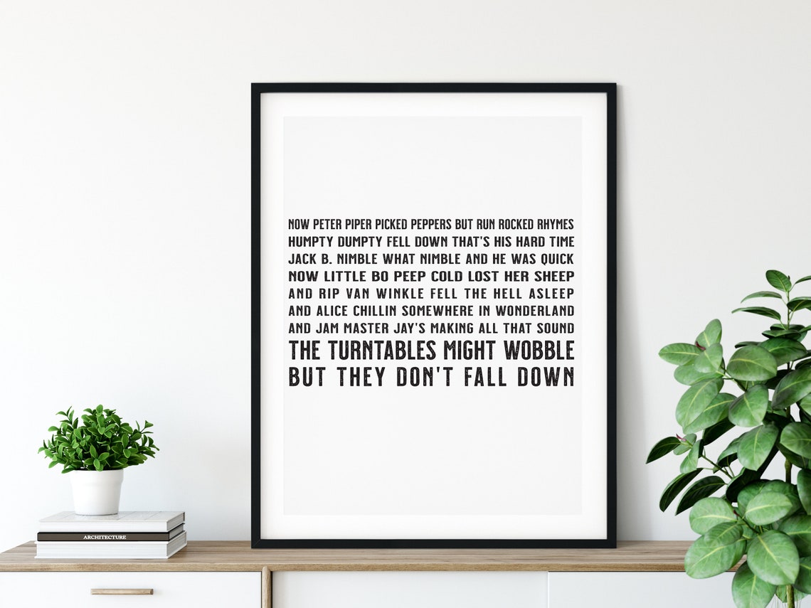 Run DMC Peter Piper Lyrics Wall Art Printable Digital Etsy