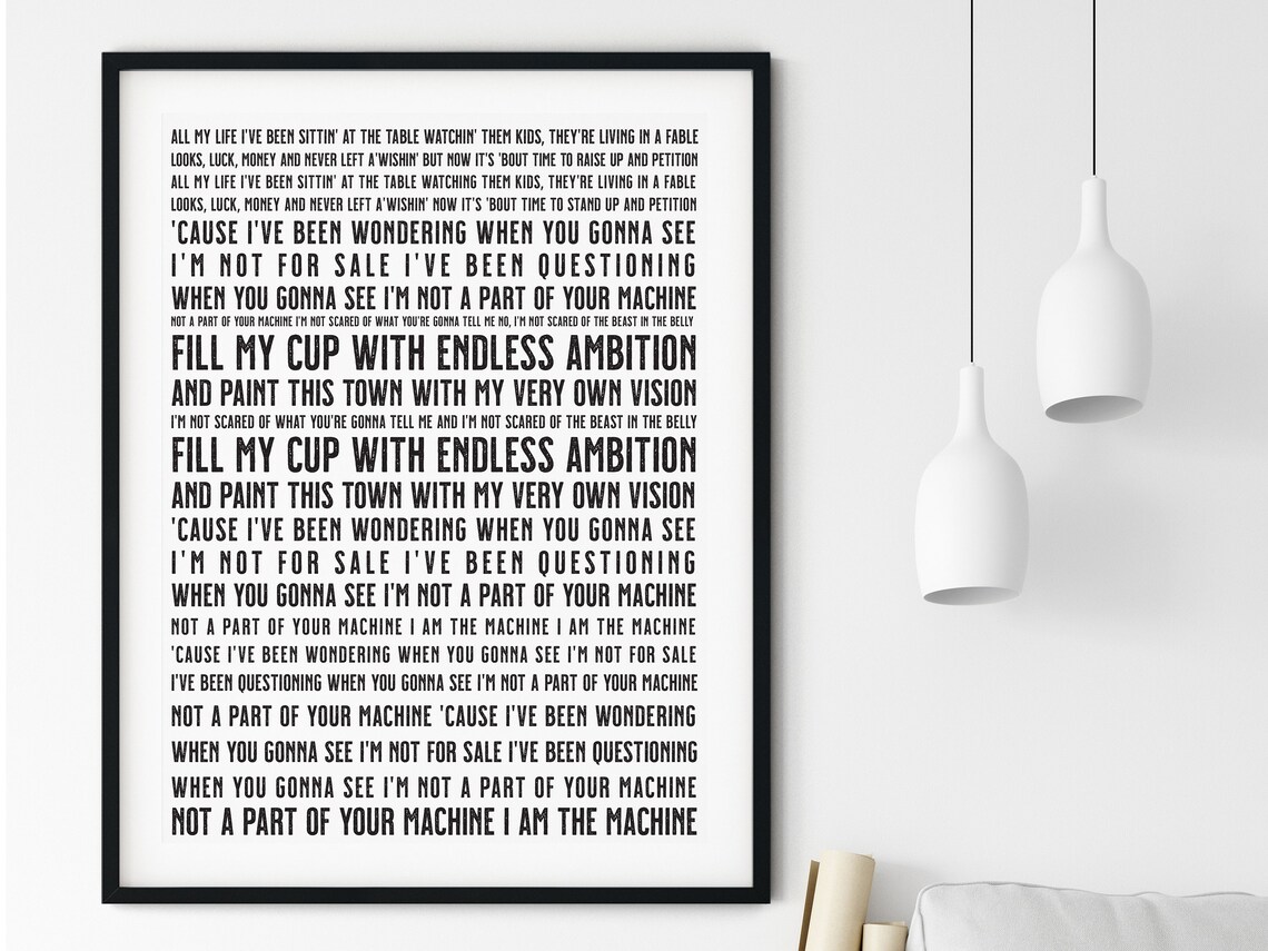 Imagine Dragons Machine Song Lyrics Print Etsy