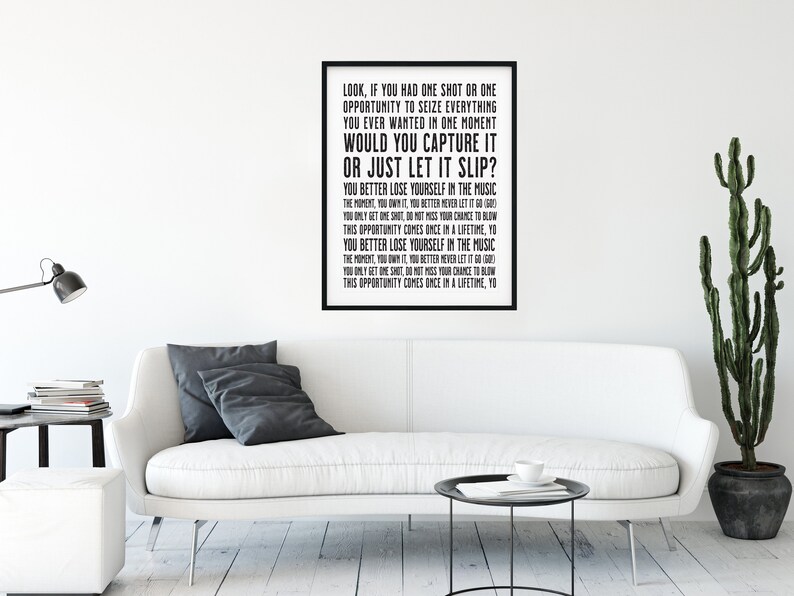 Eminem Lose Yourself Song Lyrics Poster Song Lyric Print | Etsy