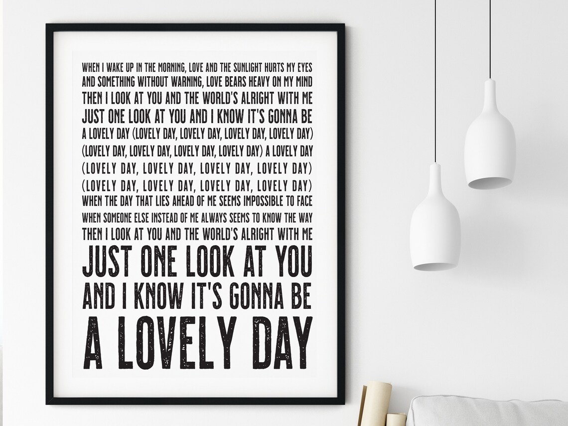 Bill Withers Wall Art Lovely Day Song Lyrics Home Decor Etsy Canada
