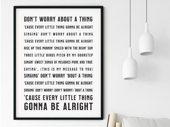 Bob Marley Three Little Birds Song Lyrics Wall Art Printable Etsy