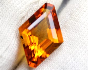 Cuarzo citrino de talla romboidal: piedra preciosa facetada de 4,75 quilates, piedra suelta para anillo.