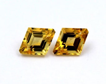 Cuarzo citrino Fancy Pastilla Corte Forma Par Piedras preciosas facetadas - Piedras preciosas sueltas, Piedras preciosas semipreciosas, 5.50 CT 12.50x10x6MM, Para pendientes