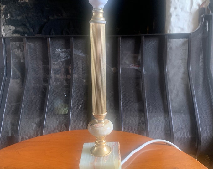 Vintage Onyx & Brass Table Lamp, Onyx Marble Pillar Lamp, Vintage 16 ...
