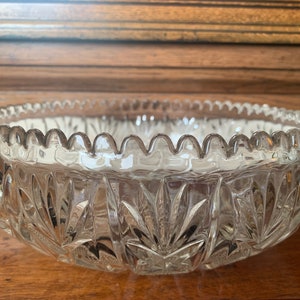 Vintage Crystal Glass Bowl, Vintage Cut Crystal Glass Bowl, Large Crystal Glass Bowl, Ornate Crystal Glass bowl