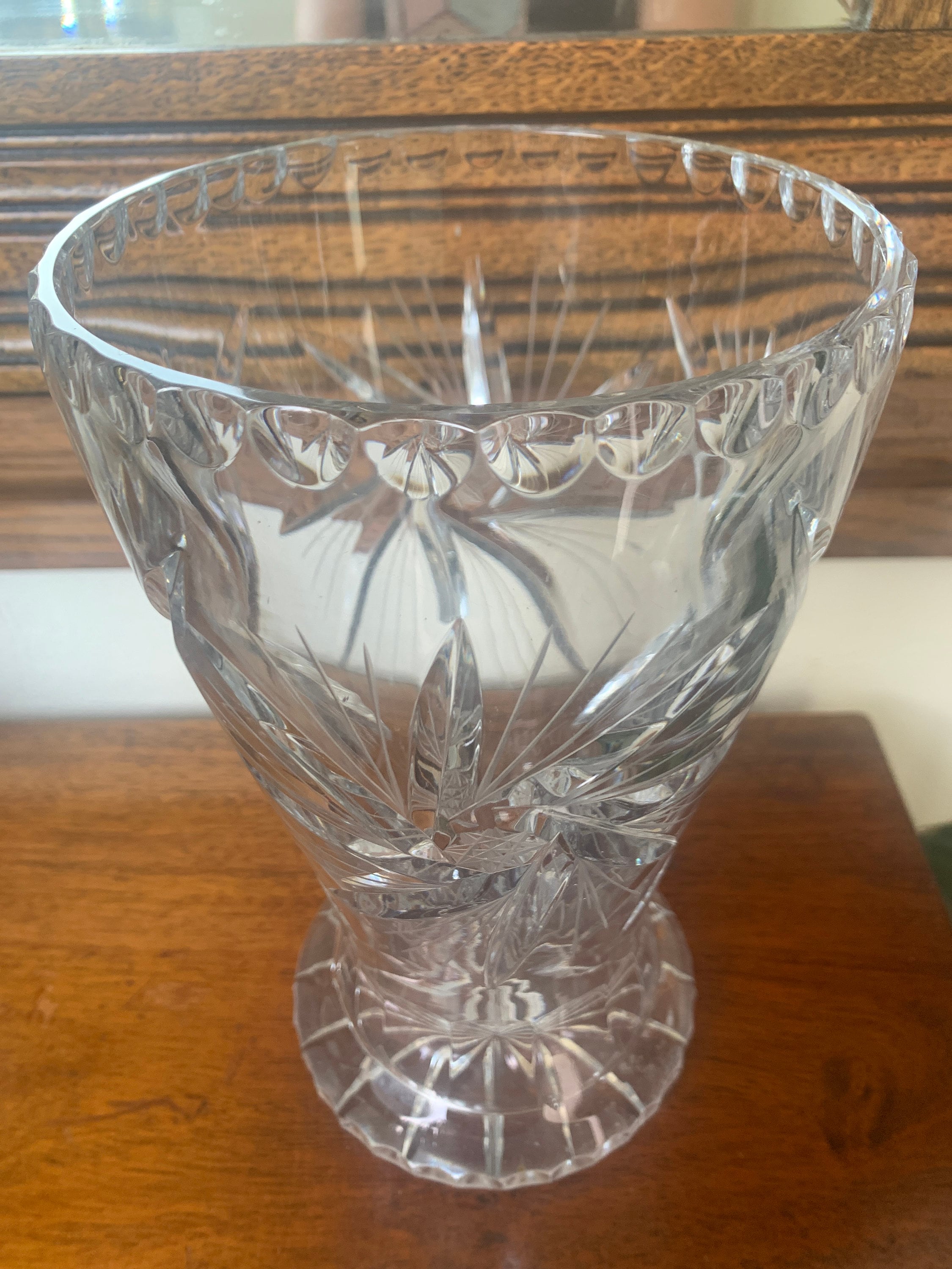 ヴィンテージ ヘビー ディープ カット クリスタル花瓶、ラージ ヘビー