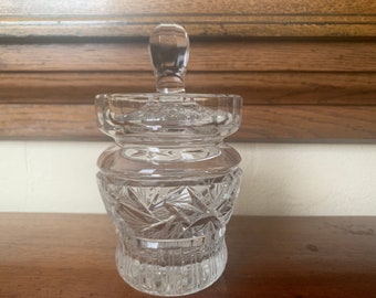 Vintage jam/geleipot, zware kristallen jam of geleipot, kristallen honing/conservenpot