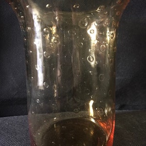 Vintage Amber Bubble Glass Vase, Flower Holder