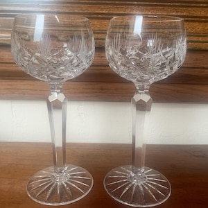 verres à vin vintage, verres à vin vintage, grands verres à vin en cristal taillé profond, paire de verres à vin en cristal