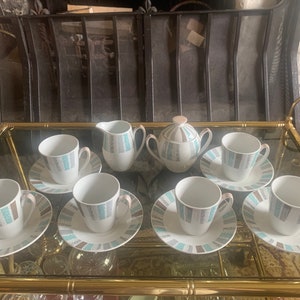 Vintage MCM Burleigh Ware Coffee Cups Set, Burleigh Ware Coffee / Tea cups Set, MCM Coffee Set, MCM Burleigh Ware Set