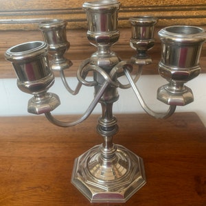 Vintage English Silver Plated Candelabra, Vintage Five Arm Candle Holder, Silver Plated Candlestick,