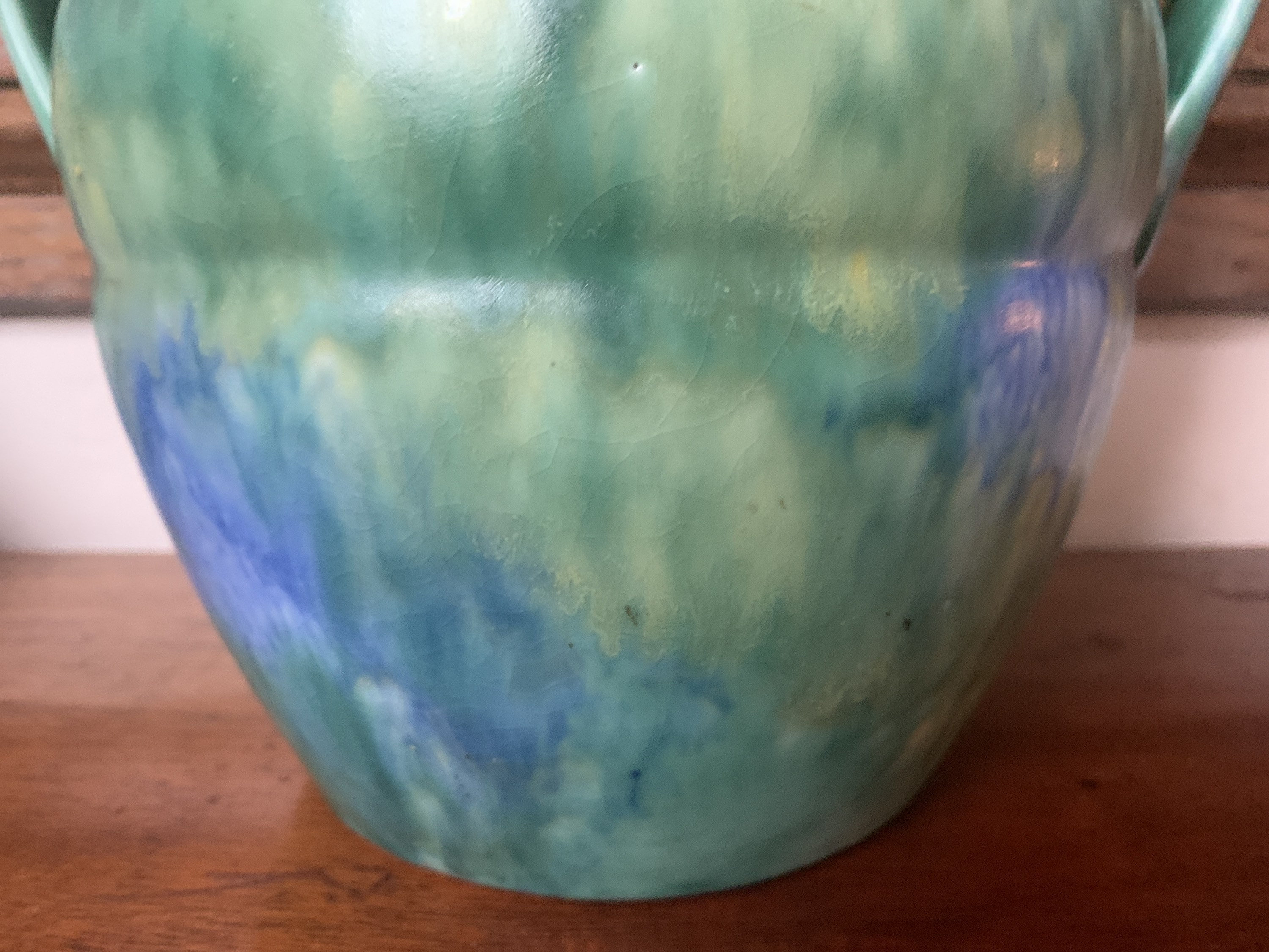 Art Deco Green Pottery Vase Two Handled Art Deco Vase Empire Etsy