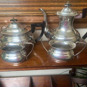 Vintage Silver Plated Tea Service, Silver Plated Tea Set, Viners Alpha Plated Tea Set, Four Piece Alph Plate Tea Set