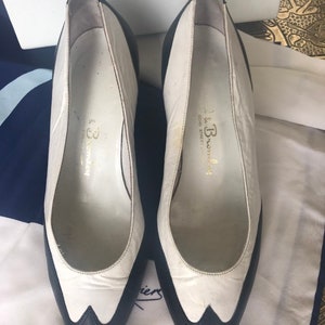 Vintage Russell & Bromley Navy And White Leather Shoes, Pumps, Slip Ons