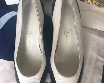 Vintage Russell & Bromley Navy And White Leather Shoes, Pumps, Slip Ons